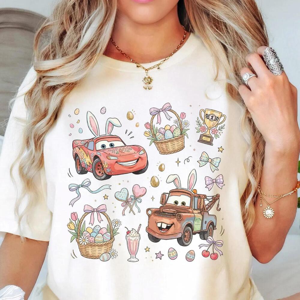 Disney Cars Easter Shirt, Lightning Mcqueen Mater Bunny Ears Shirt,